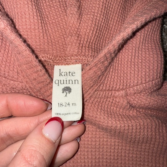 Kate Quinn Baby Girl Waffle Knit Bear Ears Hooded Wrap Top 18 24 Months Pink - Picture 4 of 4